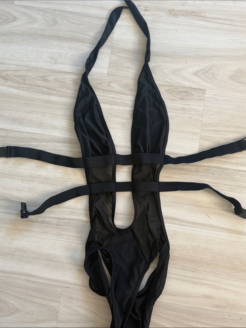 Black Strappy  One-Piece Swim / Rave Suit